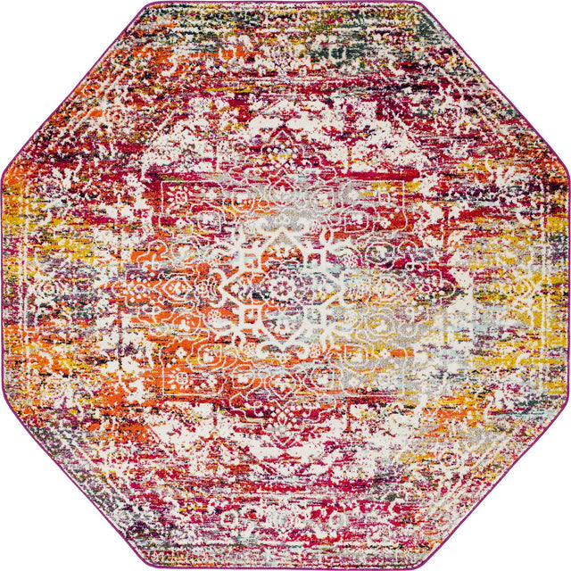 Multicolor 7' 10 x 7' 10 Richmond Octagon Area Rug Vintage Distressed Look Traditional Design Carpet for Unique Home Interior Design for Sale at Rug Engine