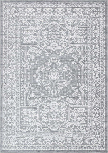 Gray 9' 10 x 14' 1 Boston Rectangle Area Rug 55% Polypropylene & 45% Polyester Easy Clean Traditional Classical Carpet for Contemporary Living Dining Room Office Space for Sale at Rug Engine