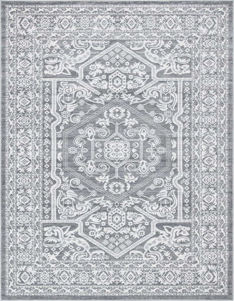 Gray 9' x 12' 2 Boston Rectangle Area Rug 55% Polypropylene & 45% Polyester Easy Clean Traditional Classical Carpet for Contemporary Living Dining Room Office Space for Sale at Rug Engine