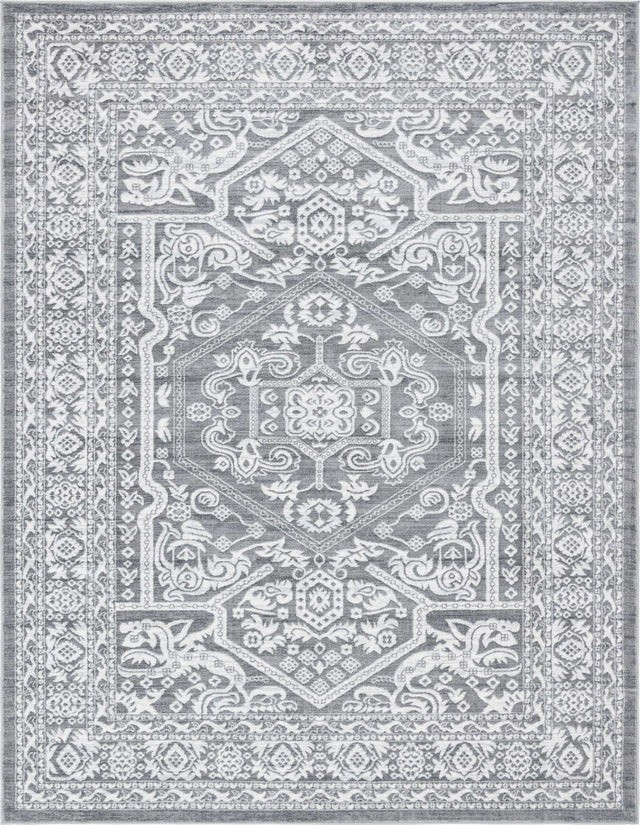 Gray 9' x 12' 2 Boston Rectangle Area Rug 55% Polypropylene & 45% Polyester Easy Clean Traditional Classical Carpet for Contemporary Living Dining Room Office Space for Sale at Rug Engine