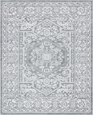 Gray 7' 10 x 10' Boston Rectangle Area Rug 55% Polypropylene & 45% Polyester Easy Clean Traditional Classical Carpet for Contemporary Living Dining Room Office Space for Sale at Rug Engine