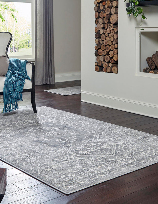Gray 4' x 6' Boston Rectangle Area Rug 55% Polypropylene & 45% Polyester Easy Clean Traditional Classical Carpet for Contemporary Living Dining Room Office Space for Sale at Rug Engine