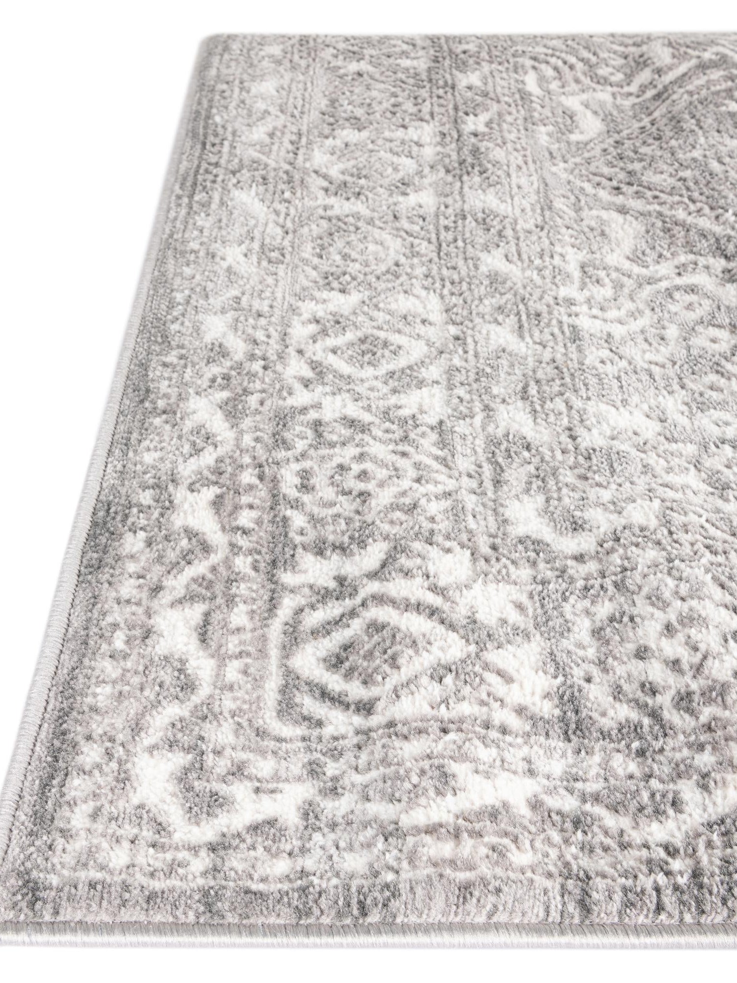 Gray 7' 10 x 10' Boston Rectangle Area Rug 55% Polypropylene & 45% Polyester Easy Clean Traditional Classical Carpet for Contemporary Living Dining Room Office Space for Sale at Rug Engine