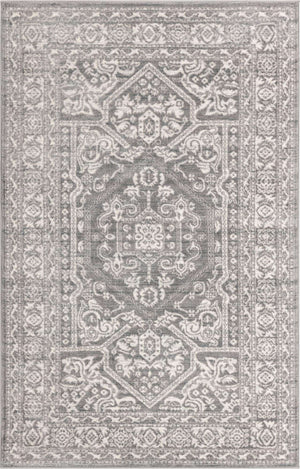Gray 5' 1 x 8' Boston Rectangle Area Rug 55% Polypropylene & 45% Polyester Easy Clean Traditional Classical Carpet for Contemporary Living Dining Room Office Space for Sale at Rug Engine