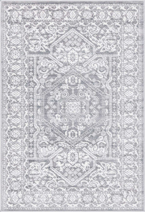 Gray 4' x 6' Boston Rectangle Area Rug 55% Polypropylene & 45% Polyester Easy Clean Traditional Classical Carpet for Contemporary Living Dining Room Office Space for Sale at Rug Engine