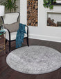 Gray 3' 3 x 3' 3 Boston Round Area Rug 55% Polypropylene & 45% Polyester Easy Clean Traditional Classical Carpet for Contemporary Living Dining Room Office Space for Sale at Rug Engine