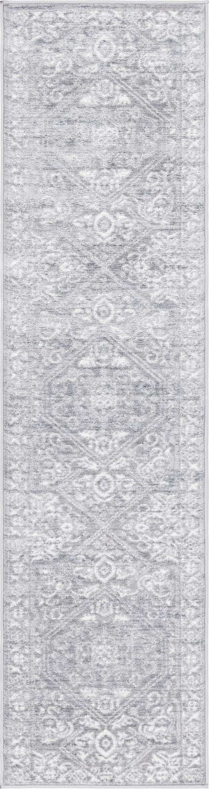 Gray 2' x 8' Boston Runner Area Rug 55% Polypropylene & 45% Polyester Easy Clean Traditional Classical Carpet for Contemporary Living Dining Room Office Space for Sale at Rug Engine