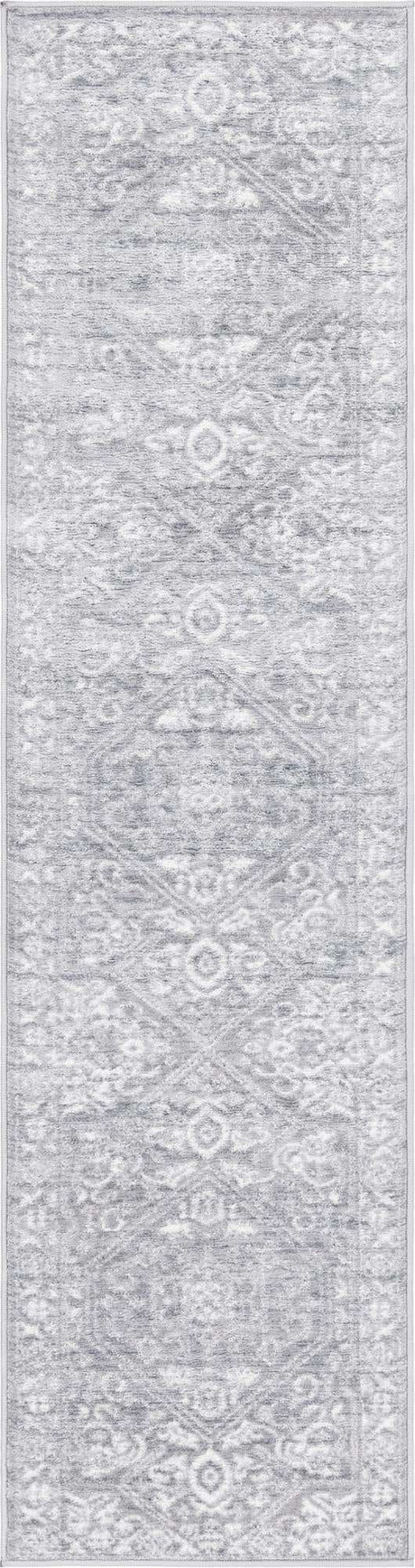 Gray 2' x 8' Boston Runner Area Rug 55% Polypropylene & 45% Polyester Easy Clean Traditional Classical Carpet for Contemporary Living Dining Room Office Space for Sale at Rug Engine