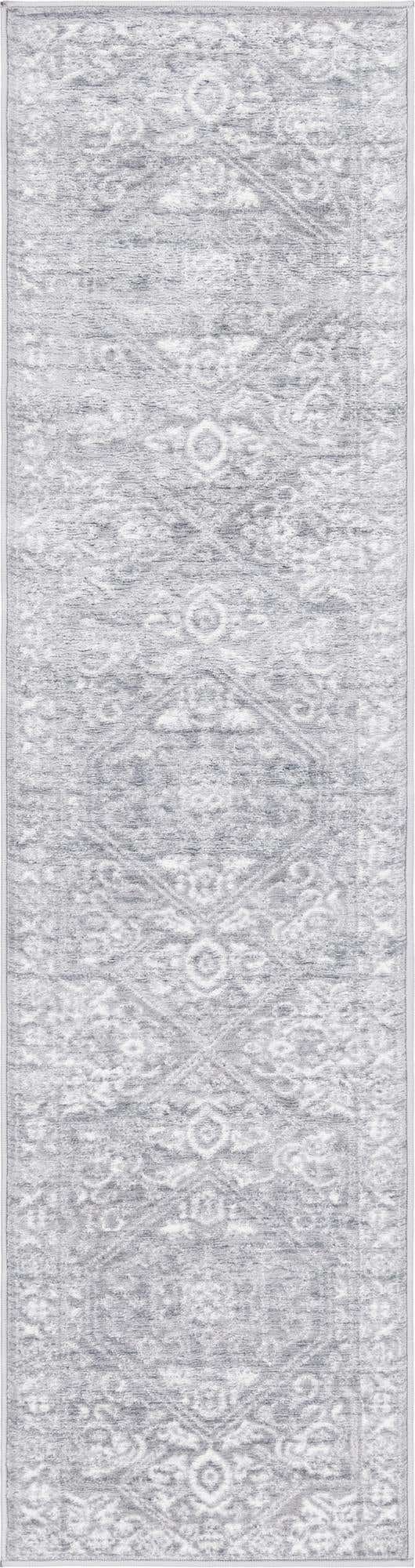 Gray 2' x 8' Boston Runner Area Rug 55% Polypropylene & 45% Polyester Easy Clean Traditional Classical Carpet for Contemporary Living Dining Room Office Space for Sale at Rug Engine