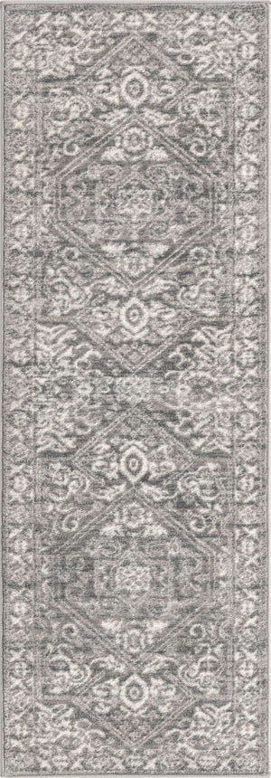 Gray 2' x 6' 1 Boston Runner Area Rug 55% Polypropylene & 45% Polyester Easy Clean Traditional Classical Carpet for Contemporary Living Dining Room Office Space for Sale at Rug Engine