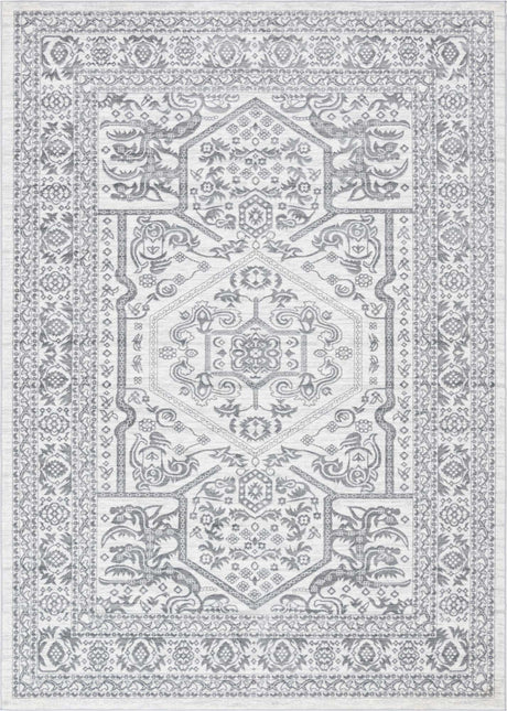 White 9' 10 x 14' 1 Boston Rectangle Area Rug 55% Polypropylene & 45% Polyester Easy Clean Traditional Classical Carpet for Contemporary Living Dining Room Office Space for Sale at Rug Engine