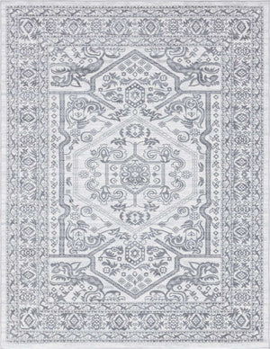 White 9' x 12' 2 Boston Rectangle Area Rug 55% Polypropylene & 45% Polyester Easy Clean Traditional Classical Carpet for Contemporary Living Dining Room Office Space for Sale at Rug Engine