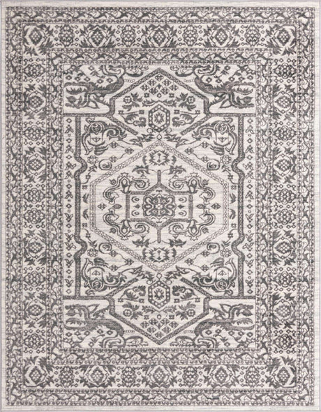 White 7' 10 x 10' Boston Rectangle Area Rug 55% Polypropylene & 45% Polyester Easy Clean Traditional Classical Carpet for Contemporary Living Dining Room Office Space for Sale at Rug Engine