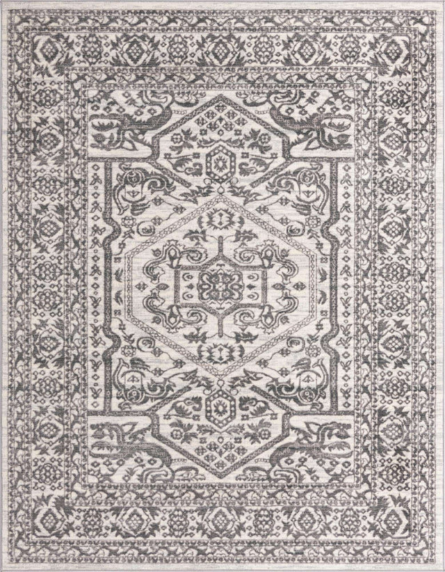 White 7' 10 x 10' Boston Rectangle Area Rug 55% Polypropylene & 45% Polyester Easy Clean Traditional Classical Carpet for Contemporary Living Dining Room Office Space for Sale at Rug Engine
