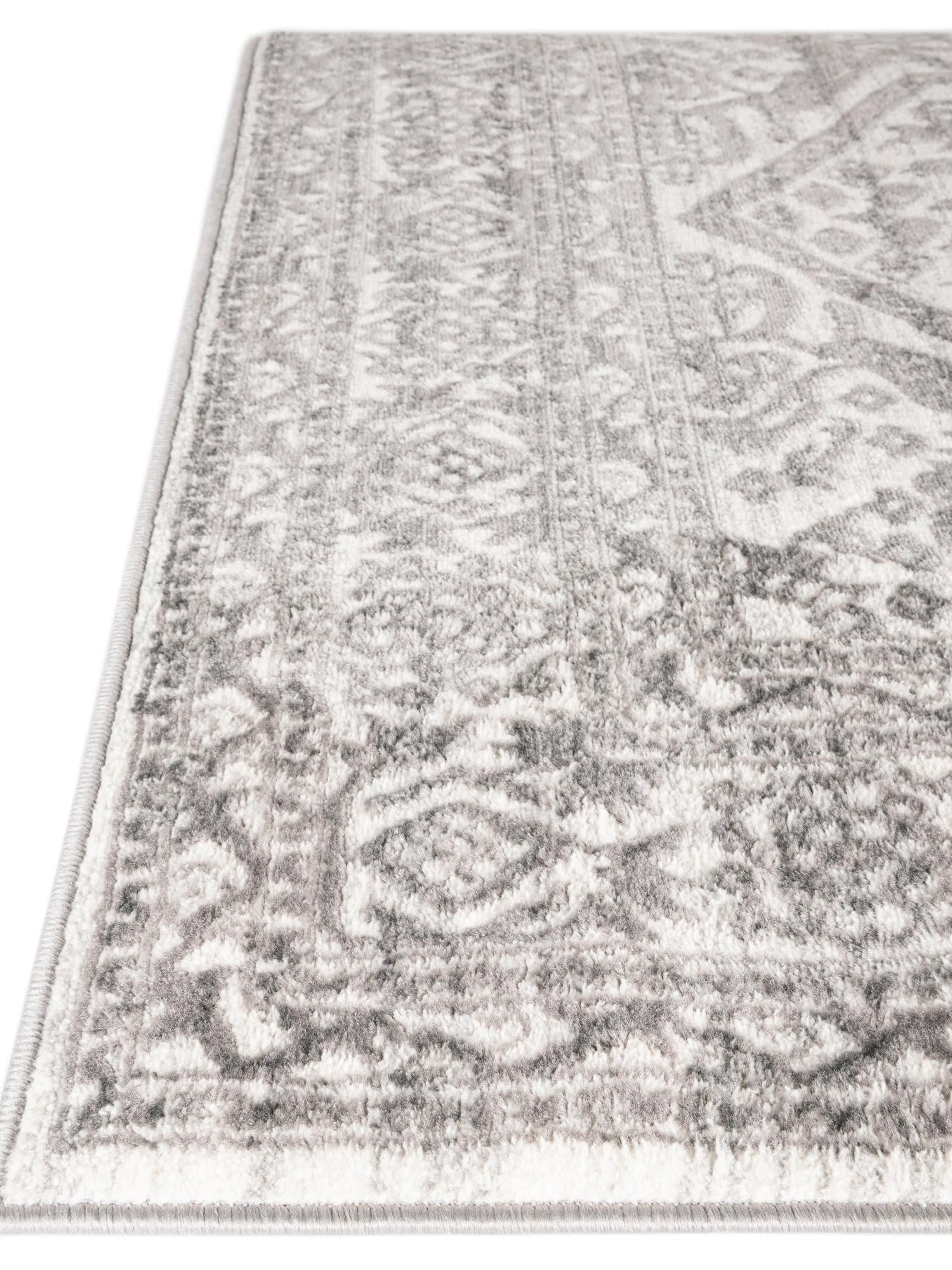 White 9' x 12' 2 Boston Rectangle Area Rug 55% Polypropylene & 45% Polyester Easy Clean Traditional Classical Carpet for Contemporary Living Dining Room Office Space for Sale at Rug Engine
