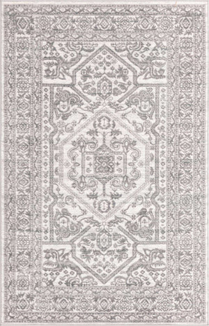 White 5' x 8' Boston Rectangle Area Rug 55% Polypropylene & 45% Polyester Easy Clean Traditional Classical Carpet for Contemporary Living Dining Room Office Space for Sale at Rug Engine
