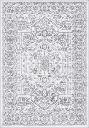 White 4' x 6' Boston Rectangle Area Rug 55% Polypropylene & 45% Polyester Easy Clean Traditional Classical Carpet for Contemporary Living Dining Room Office Space for Sale at Rug Engine