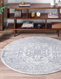 White 7' 10 x 7' 10 Boston Round Area Rug 55% Polypropylene & 45% Polyester Easy Clean Traditional Classical Carpet for Contemporary Living Dining Room Office Space for Sale at Rug Engine