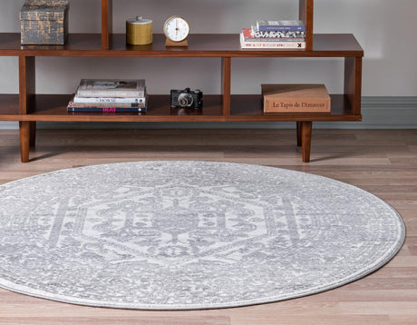 White 7' 10 x 7' 10 Boston Round Area Rug 55% Polypropylene & 45% Polyester Easy Clean Traditional Classical Carpet for Contemporary Living Dining Room Office Space for Sale at Rug Engine