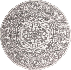 White 7' 10 x 7' 10 Boston Round Area Rug 55% Polypropylene & 45% Polyester Easy Clean Traditional Classical Carpet for Contemporary Living Dining Room Office Space for Sale at Rug Engine