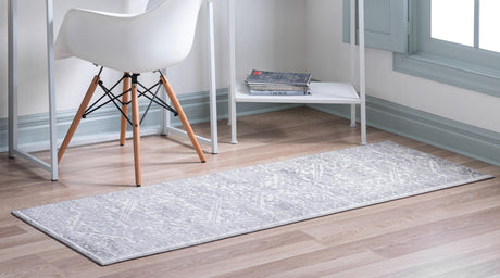 White 2' x 8' Boston Runner Area Rug 55% Polypropylene & 45% Polyester Easy Clean Traditional Classical Carpet for Contemporary Living Dining Room Office Space for Sale at Rug Engine