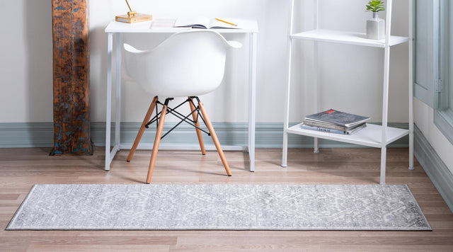 White 2' x 8' Boston Runner Area Rug 55% Polypropylene & 45% Polyester Easy Clean Traditional Classical Carpet for Contemporary Living Dining Room Office Space for Sale at Rug Engine