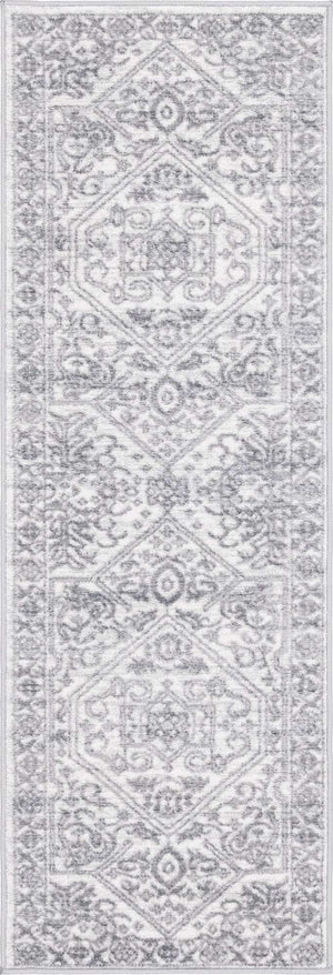 White 2' x 6' 1 Boston Runner Area Rug 55% Polypropylene & 45% Polyester Easy Clean Traditional Classical Carpet for Contemporary Living Dining Room Office Space for Sale at Rug Engine