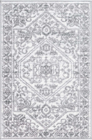 White 2' x 3' 1 Boston Rectangle Area Rug 55% Polypropylene & 45% Polyester Easy Clean Traditional Classical Carpet for Contemporary Living Dining Room Office Space for Sale at Rug Engine