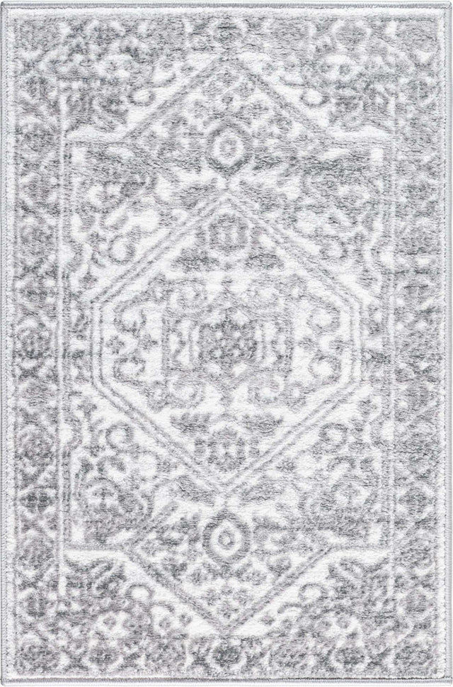 White 2' x 3' 1 Boston Rectangle Area Rug 55% Polypropylene & 45% Polyester Easy Clean Traditional Classical Carpet for Contemporary Living Dining Room Office Space for Sale at Rug Engine