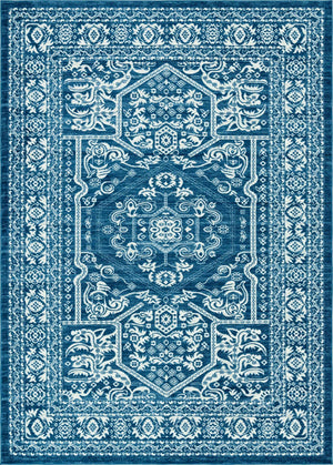 Blue 9' 10 x 14' Boston Rectangle Area Rug 55% Polypropylene & 45% Polyester Easy Clean Traditional Classical Carpet for Contemporary Living Dining Room Office Space for Sale at Rug Engine