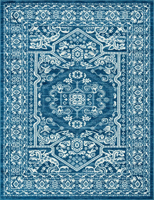 Blue 9' x 12' Boston Rectangle Area Rug 55% Polypropylene & 45% Polyester Easy Clean Traditional Classical Carpet for Contemporary Living Dining Room Office Space for Sale at Rug Engine