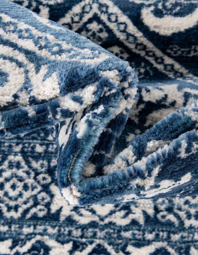 Blue 9' x 12' Boston Rectangle Area Rug 55% Polypropylene & 45% Polyester Easy Clean Traditional Classical Carpet for Contemporary Living Dining Room Office Space for Sale at Rug Engine