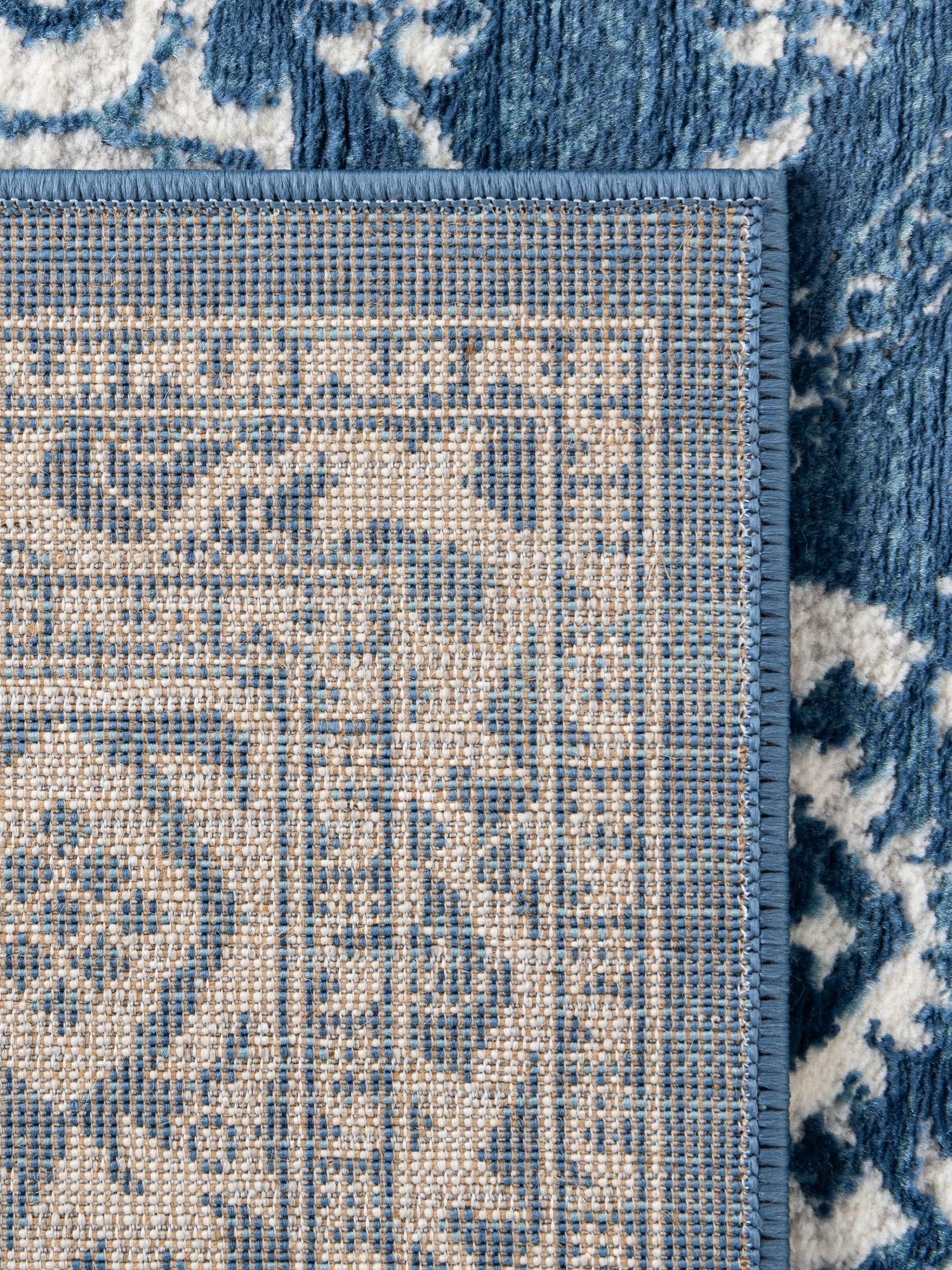 Blue 5' 1 x 8' Boston Rectangle Area Rug 55% Polypropylene & 45% Polyester Easy Clean Traditional Classical Carpet for Contemporary Living Dining Room Office Space for Sale at Rug Engine
