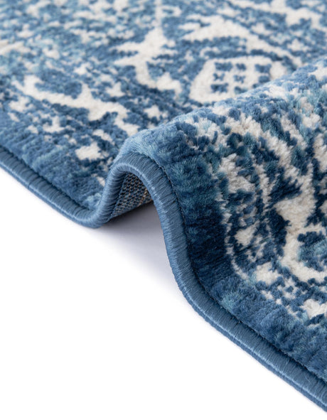 Blue 4' 1 x 6' 1 Boston Rectangle Area Rug 55% Polypropylene & 45% Polyester Easy Clean Traditional Classical Carpet for Contemporary Living Dining Room Office Space for Sale at Rug Engine
