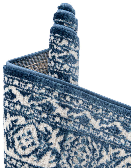 Blue 4' 1 x 6' 1 Boston Rectangle Area Rug 55% Polypropylene & 45% Polyester Easy Clean Traditional Classical Carpet for Contemporary Living Dining Room Office Space for Sale at Rug Engine