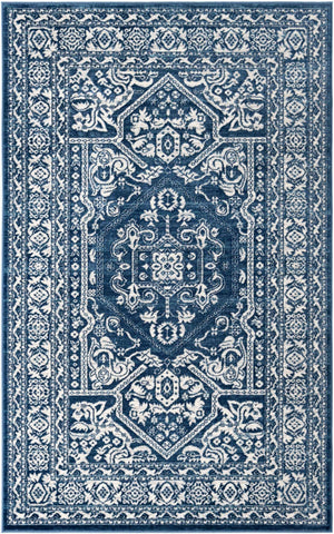Blue 5' 1 x 8' Boston Rectangle Area Rug 55% Polypropylene & 45% Polyester Easy Clean Traditional Classical Carpet for Contemporary Living Dining Room Office Space for Sale at Rug Engine