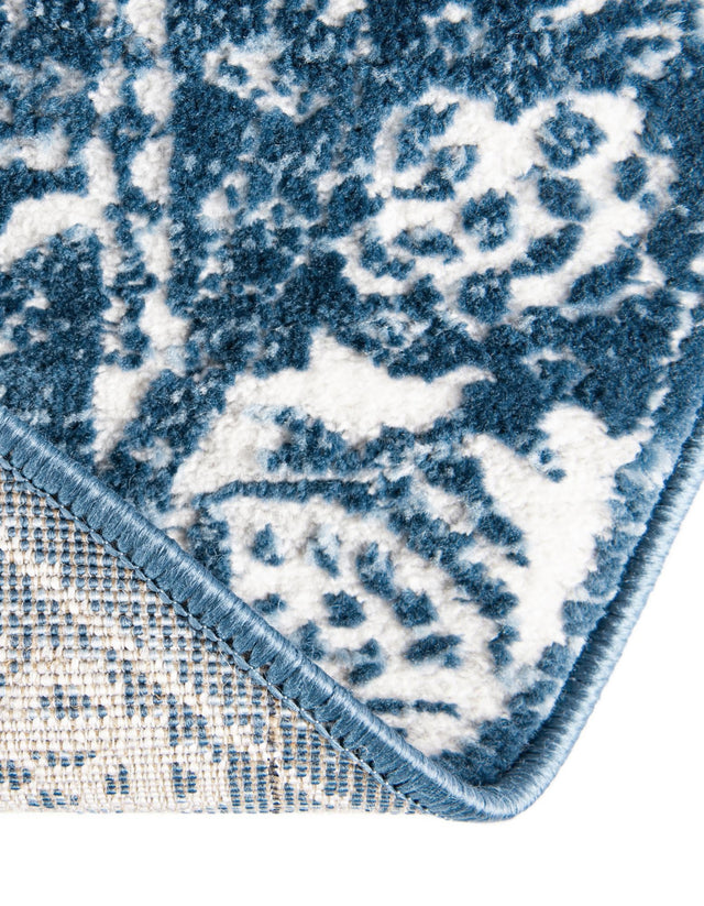 Blue 5' x 5' Boston Round Area Rug 55% Polypropylene & 45% Polyester Easy Clean Traditional Classical Carpet for Contemporary Living Dining Room Office Space for Sale at Rug Engine