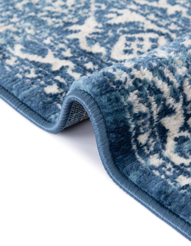 Blue 5' x 5' Boston Round Area Rug 55% Polypropylene & 45% Polyester Easy Clean Traditional Classical Carpet for Contemporary Living Dining Room Office Space for Sale at Rug Engine