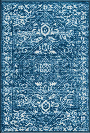 Blue 2' x 3' 1 Boston Rectangle Area Rug 55% Polypropylene & 45% Polyester Easy Clean Traditional Classical Carpet for Contemporary Living Dining Room Office Space for Sale at Rug Engine