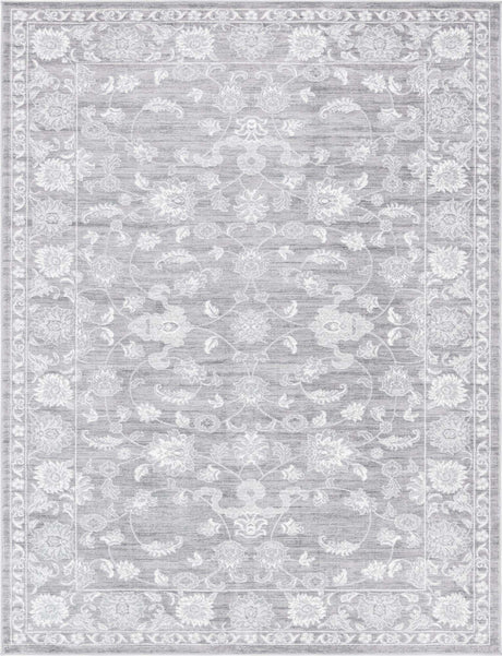 Gray 9' x 12' Boston Rectangle Area Rug 55% Polypropylene & 45% Polyester Easy Clean Traditional Classical Carpet for Contemporary Living Dining Room Office Space for Sale at Rug Engine