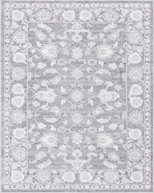 Gray 7' 10 x 10' Boston Rectangle Area Rug 55% Polypropylene & 45% Polyester Easy Clean Traditional Classical Carpet for Contemporary Living Dining Room Office Space for Sale at Rug Engine