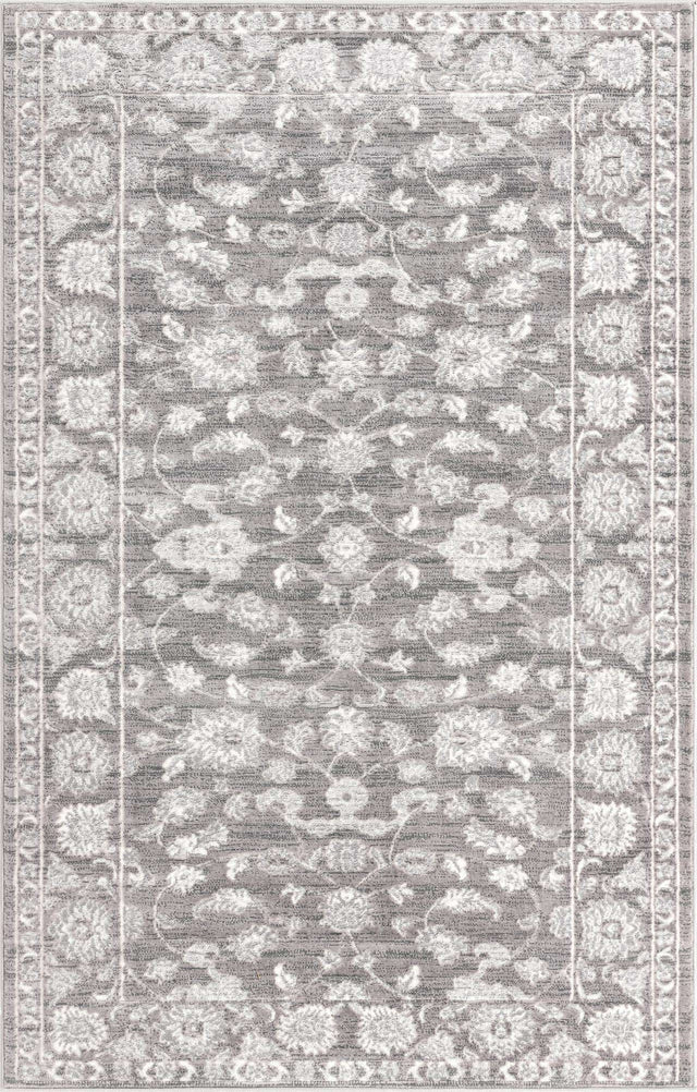 Gray 5' x 8' Boston Rectangle Area Rug 55% Polypropylene & 45% Polyester Easy Clean Traditional Classical Carpet for Contemporary Living Dining Room Office Space for Sale at Rug Engine