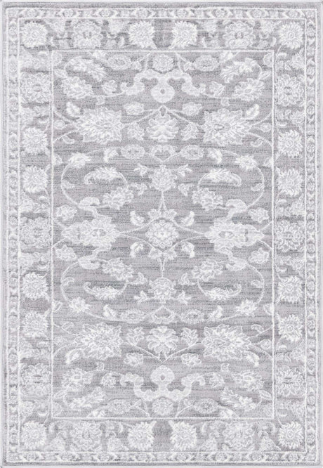 Gray 4' 1 x 6' 1 Boston Rectangle Area Rug 55% Polypropylene & 45% Polyester Easy Clean Traditional Classical Carpet for Contemporary Living Dining Room Office Space for Sale at Rug Engine