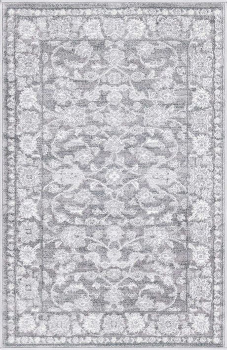Gray 3' 3 x 5' 3 Boston Rectangle Area Rug 55% Polypropylene & 45% Polyester Easy Clean Traditional Classical Carpet for Contemporary Living Dining Room Office Space for Sale at Rug Engine