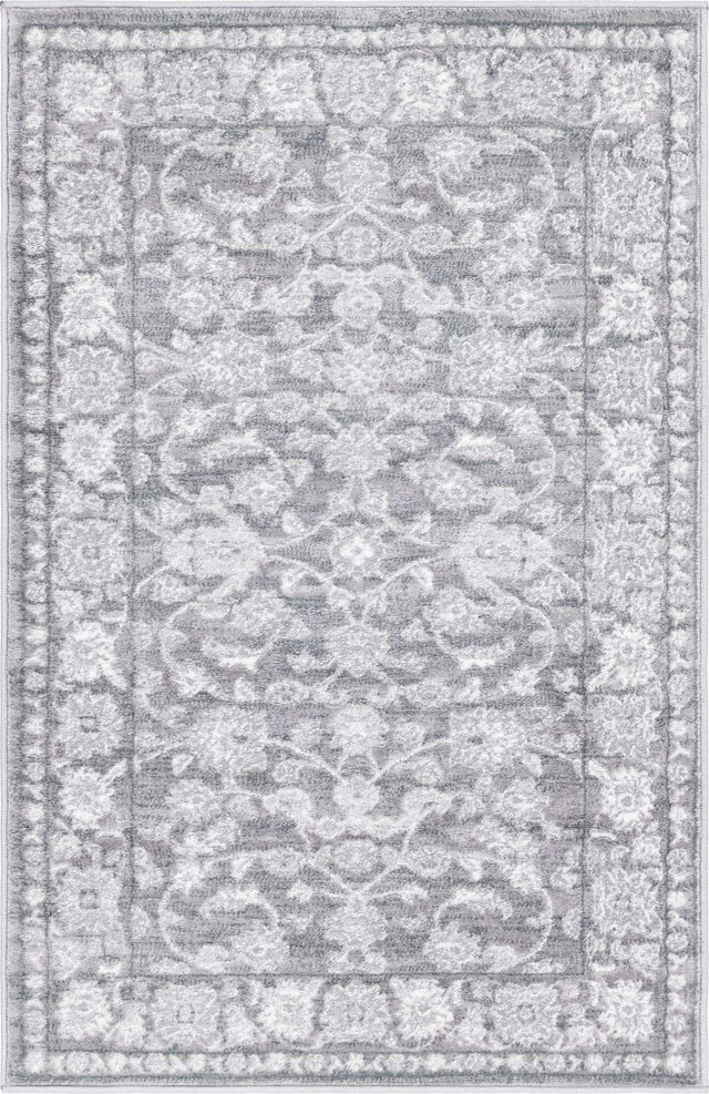 Gray 3' 3 x 5' 3 Boston Rectangle Area Rug 55% Polypropylene & 45% Polyester Easy Clean Traditional Classical Carpet for Contemporary Living Dining Room Office Space for Sale at Rug Engine