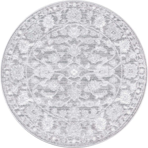 Gray 3' 3 x 3' 3 Boston Round Area Rug 55% Polypropylene & 45% Polyester Easy Clean Traditional Classical Carpet for Contemporary Living Dining Room Office Space for Sale at Rug Engine