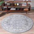 Gray 3' 3 x 3' 3 Boston Round Area Rug 55% Polypropylene & 45% Polyester Easy Clean Traditional Classical Carpet for Contemporary Living Dining Room Office Space for Sale at Rug Engine