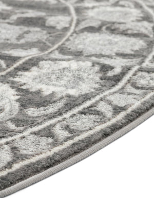 Gray 3' 3 x 3' 3 Boston Round Area Rug 55% Polypropylene & 45% Polyester Easy Clean Traditional Classical Carpet for Contemporary Living Dining Room Office Space for Sale at Rug Engine