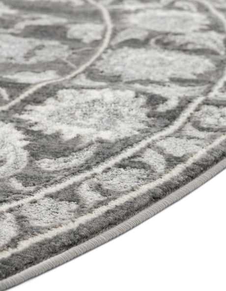Gray 3' 3 x 3' 3 Boston Round Area Rug 55% Polypropylene & 45% Polyester Easy Clean Traditional Classical Carpet for Contemporary Living Dining Room Office Space for Sale at Rug Engine