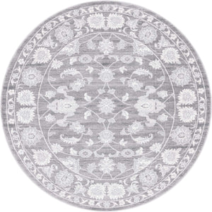 Gray 7' 10 x 7' 10 Boston Round Area Rug 55% Polypropylene & 45% Polyester Easy Clean Traditional Classical Carpet for Contemporary Living Dining Room Office Space for Sale at Rug Engine